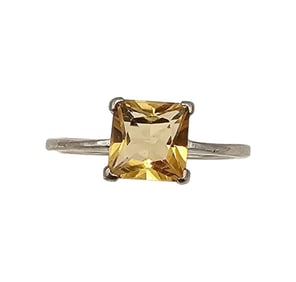 FAS Citrine Sterling Silver Cocktail Ring Size 7.5 1.9 G