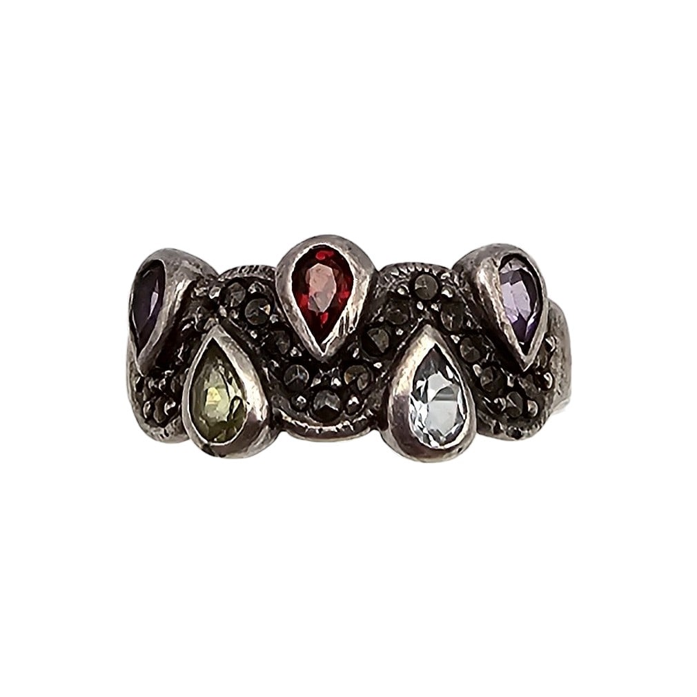 Gemstone Sterling Silver Cocktail Ring Size 8.5 4 G (1 of 3)