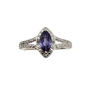 Rhinestone Sterling Silver Cocktail Ring Size 5.75 2.2 G