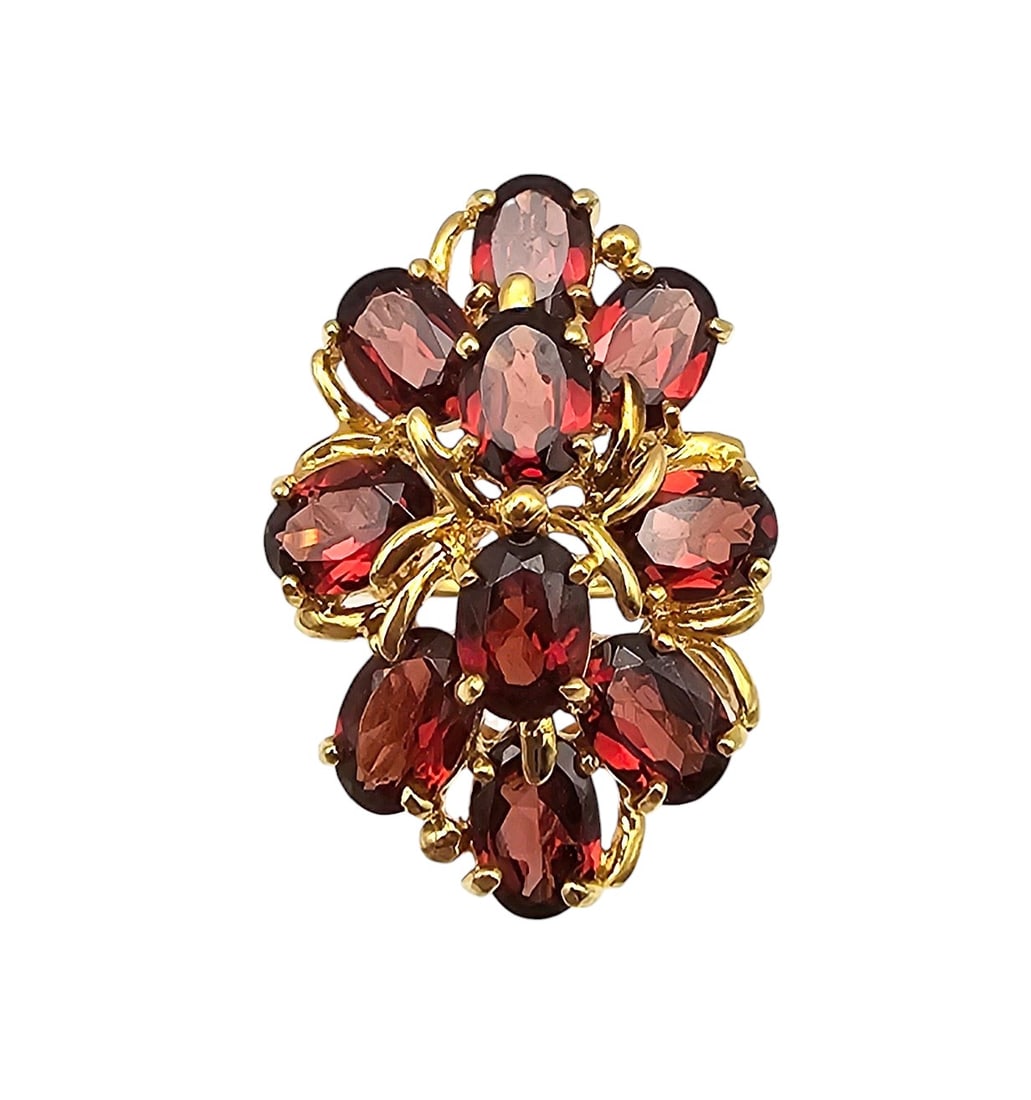 F Rhinestone Gold Over Sterling Silver Cocktail Ring Size 7.75 6.8 G: F Rhinestone Gold Over Sterling Silver Cocktail Ring Size 7.75 6.8 G