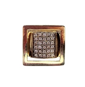 Rhinestone Gold Over Sterling Silver Cocktail Ring Size 7 9.4 G