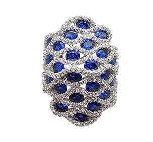 FZN Tourmaline Sterling Silver Statement Ring Size 7 13.8 G