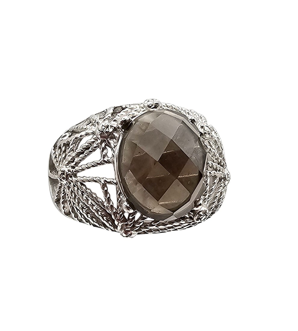 Ross Simons Smoky Quartz Sterling Silver Cocktail Ring Size 7.5 7.3 G (1 of 3)