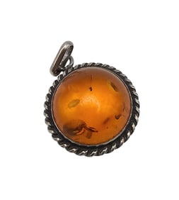 Amber Sterling Silver Pendant 5.3 G