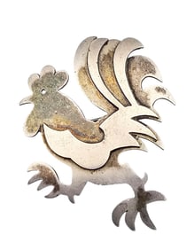 Sterling Silver Rooster Brooch 10.2 G