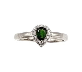 Lab Emerald Sterling Silver Cocktail Ring Size 7.25 2.1 G