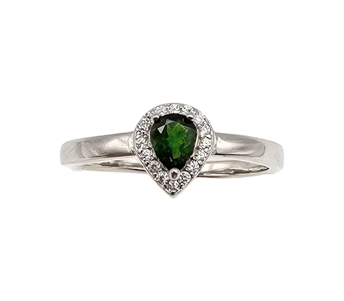 Lab Emerald Sterling Silver Cocktail Ring Size 7.25 2.1 G (1 of 3)