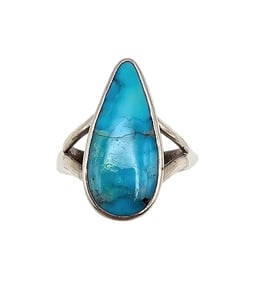 Southwestern Turquoise Sterling Silver Ring Size 7 3.5 G