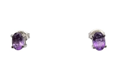 Amethyst Sterling Silver Earrings 0.8 G