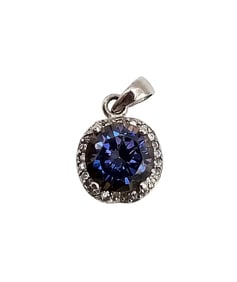 Rhinestone Sterling Silver Pendant 3.7 G