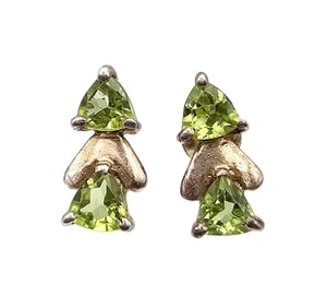 Peridot Gold Over Sterling Silver Earrings 1.9 G