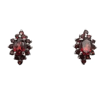 Garnet Sterling Silver Earrings 3.1 G
