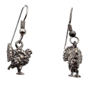 Sterling Silver Turkey Drop Dangle Earrings 3 G