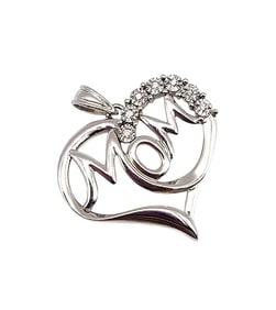 RL Diamond Sterling Silver MOM Heart Pendant 2 G
