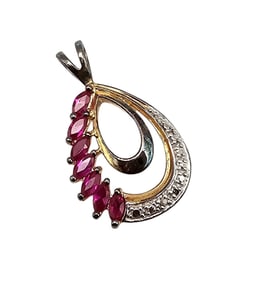 Ross Simons Pink Topaz Diamond Gold Over Sterling Silver Pendant 2.4 G
