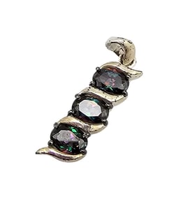 HAN Watermelon Rhinestone Sterling Silver Pendant 2.2 G