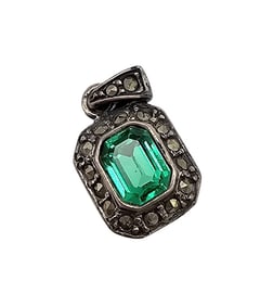 Italy GA Rhinestone Marcasite Sterling Silver Pendant 3 G