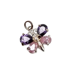 Cubic Zirconia Sterling Silver Butterfly Pendant 2 G