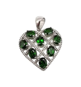 HT Tourmaline Sterling Silver Heart Pendant 4.9 G