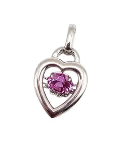 LA Ruby Sterling Silver Heart Pendant 2.6 G