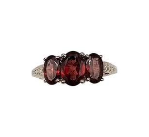 Garnet Sterling Silver Cocktail Ring Size 6.5 1.7 G G