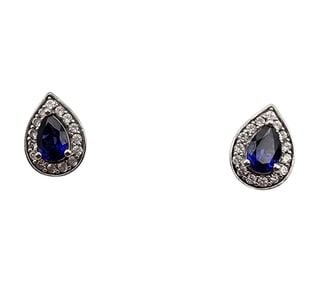 JWBR Diamond Sapphire Sterling Silver Earrings 2 G