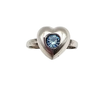 Rhinestone Sterling SIlver Cocktail Ring Size 6.75 2.3 G