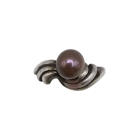 Pearl Sterling Silver Ring Size 6 2.2 G