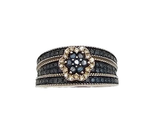 Diamond Sterling Silver Cocktail Ring Size 6.5 6.9 G