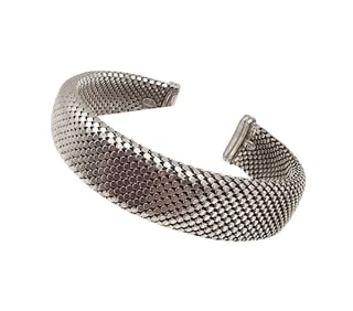 Italy Milor Sterling Silver Mesh Cuff Bracelet 34.3 G