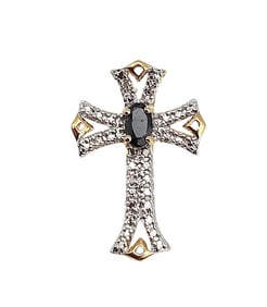 Ross Simons Topaz Gold Over Sterling Silver Cross Pendant 1.4 G