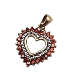 FAS Rhinestone Gold Over Sterling Silver Heart Pendant 4.5 G