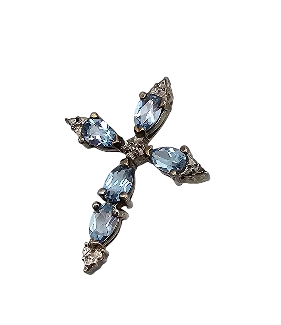 CI Topaz Sterling Silver Cross Pendant 1.6 G: CI Topaz Sterling Silver Pendant 1.6 G