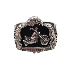 BGE Sterling Silver Motorcycle Ride Hard Live Free Ring Size 15.25 20 G