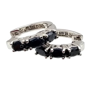 Ross Simons Topaz Sterling Silver Hoop Earrings 4.4 G