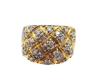 Ross Simons Cubic Zirconia Gold Over Sterling Silver Ring Size 8.25 9.1 G