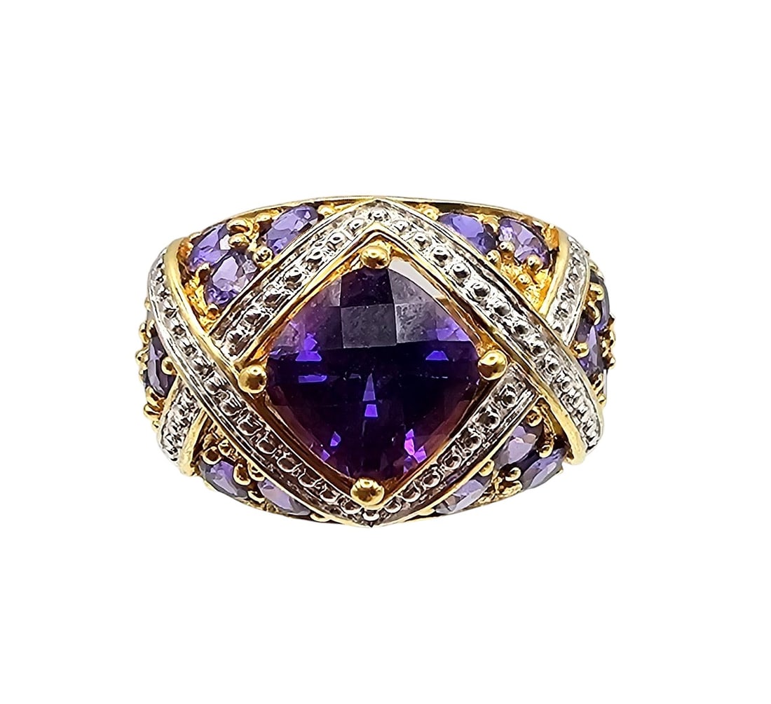 C^A Topaz Gold Over Sterling Silver Cocktail Ring Size 6.75 8.2 G (1 of 3)