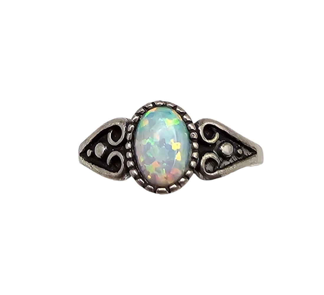 Opal Sterling Silver Cocktail Ring Size 5 1.9 G (1 of 3)