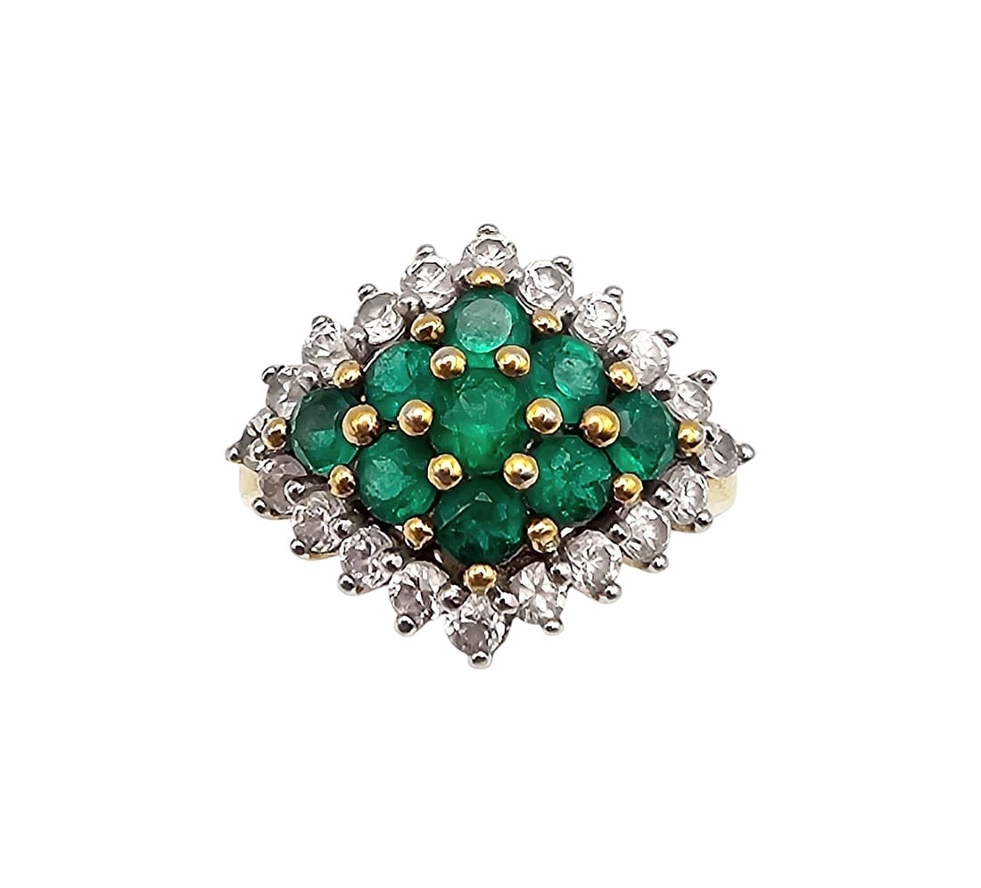 UTC Rhinestone Gold Over Sterling Silver Cocktail Ring Size 5.5 4.9 G: UTC Rhinestone Gold Over Sterling Silver Cocktail Ring Size 5.5 4.9 G