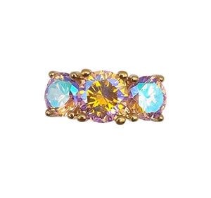 UTC Iridescent Rhinestone Gold Over Sterling Silver Cocktail Ring Size 7.5 7 G