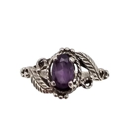 Amethyst Sterling Silver Cocktail Ring Size 5 1.5 G
