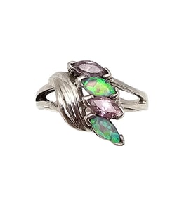 NV Opal Sterling Silver Cocktail Ring Size 7 3.7 G