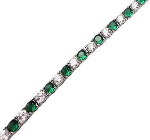 BS Rhinestone Sterling Silver Tennis Bracelet 7.8 G