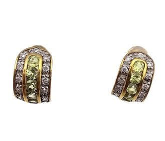 Rhinestone Gold Over Sterling Silver Earrings 3.9 G