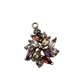Multi Gemstone Gold Over Sterling Silver Pendant 1.3 G