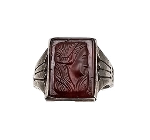 Vintage Carnelian Carved Intaglio Sterling Silver Ring Size 5.75 3.4 G