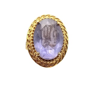 BAI Rhinestone Gold Over Sterling Silver Cocktail Ring Size 7 12.2 G