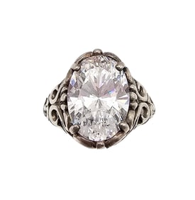 Kabana DQ Cubic Zirconia Sterling Silver Cocktail Ring Size 7.5 7 G