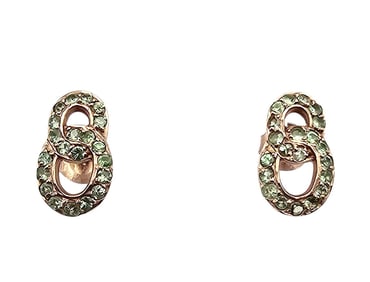 Rhinestone Gold Over Sterling Silver Earrings 2.2 G