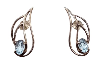 Rhinestone Sterling Silver Earrings 2 G